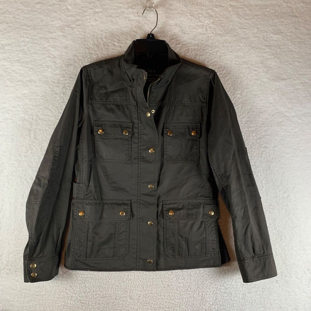 J. Crew Women's Waist Cinched Full Zip‎ Snap Relaxed Boyfriend Field Moss Jacket